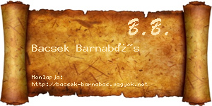 Bacsek Barnabás névjegykártya
